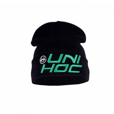 Unihoc Beanie United lue Strikket sort lue med stor brodert Unihoc-logo.