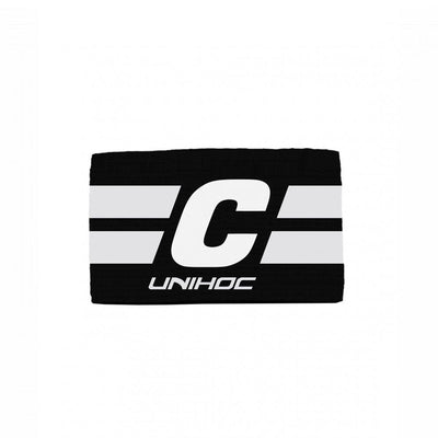 Unihoc sitt kapteinsbind er elastisk.  Farge: Sort/Hvit